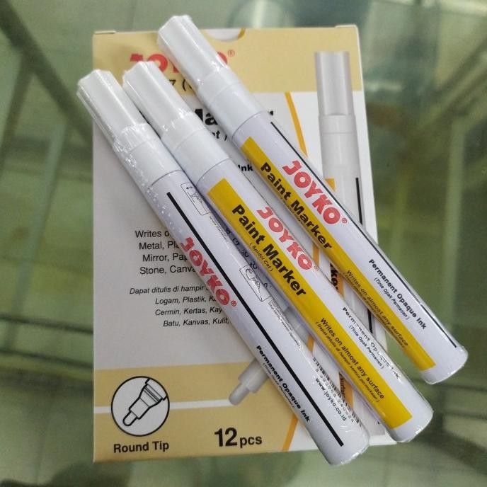 Murah Spidol Putih Permanen Joyko Per Lusin