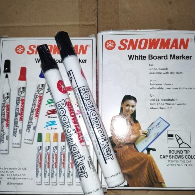 Murah Spidol Snowman Whiteboard (1 Pack Isi 12 Pcs)
