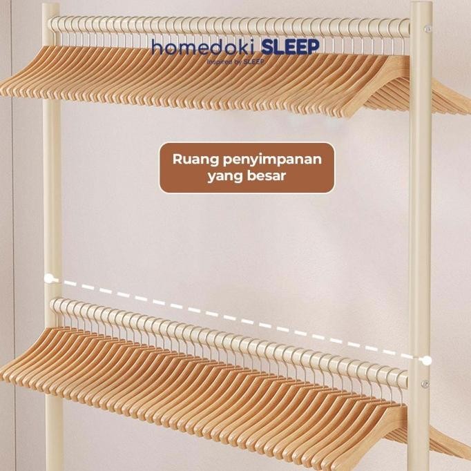 Murah Homedoki Rak Gantungan Baju Besi / Stand Hanger / Gawang Baju / Jemuran Baju Portable Non COD