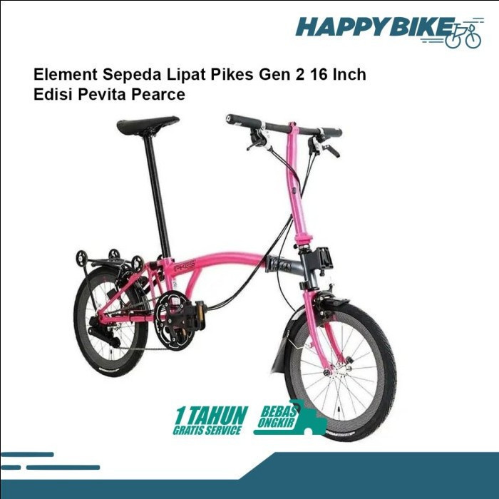 Element Sepeda Lipat Pikes Gen 2 16 Inch  Edisi Pevita Pearce Dark Grey Pink