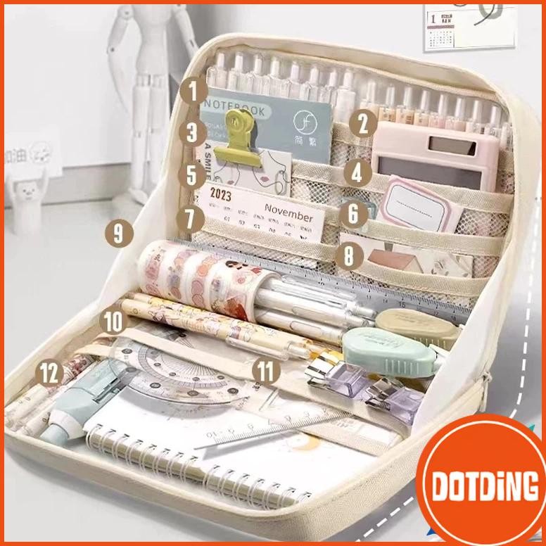

ORIGINAL [Cod] 8-Layer Super Large Capacity Pencil Case Kawaii Canvas Pencil Box Pen Pouch Organizer for Girls Back to School Stationery Supplies u-45