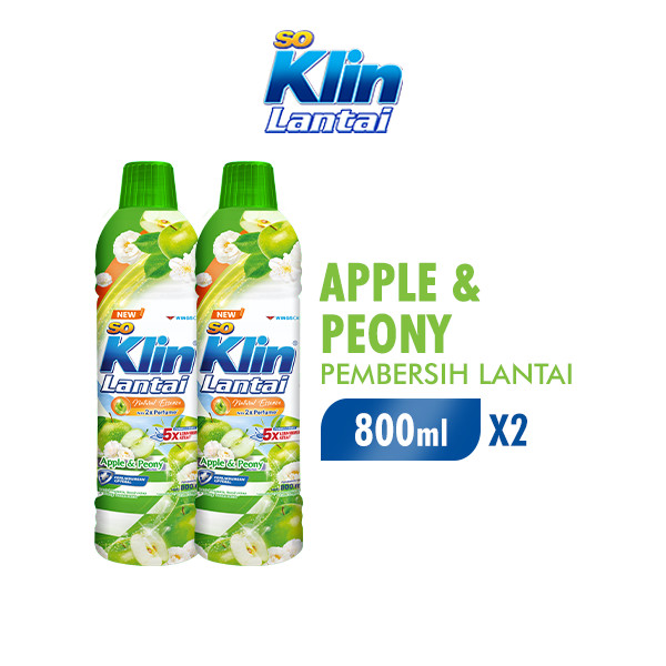 So Klin Pembersih Lantai Apple & Peony Botol 800ml x2