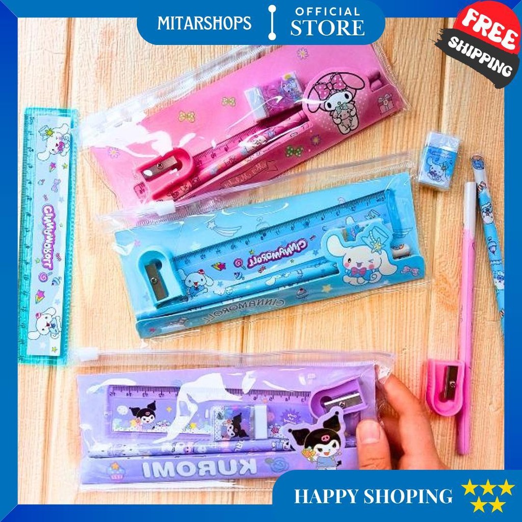 

Set Alat Tulis Sekolah Karakter Motif Sanrio Free Pouch 5 In 1 Lucu Cute Stationery D Promo 4.4