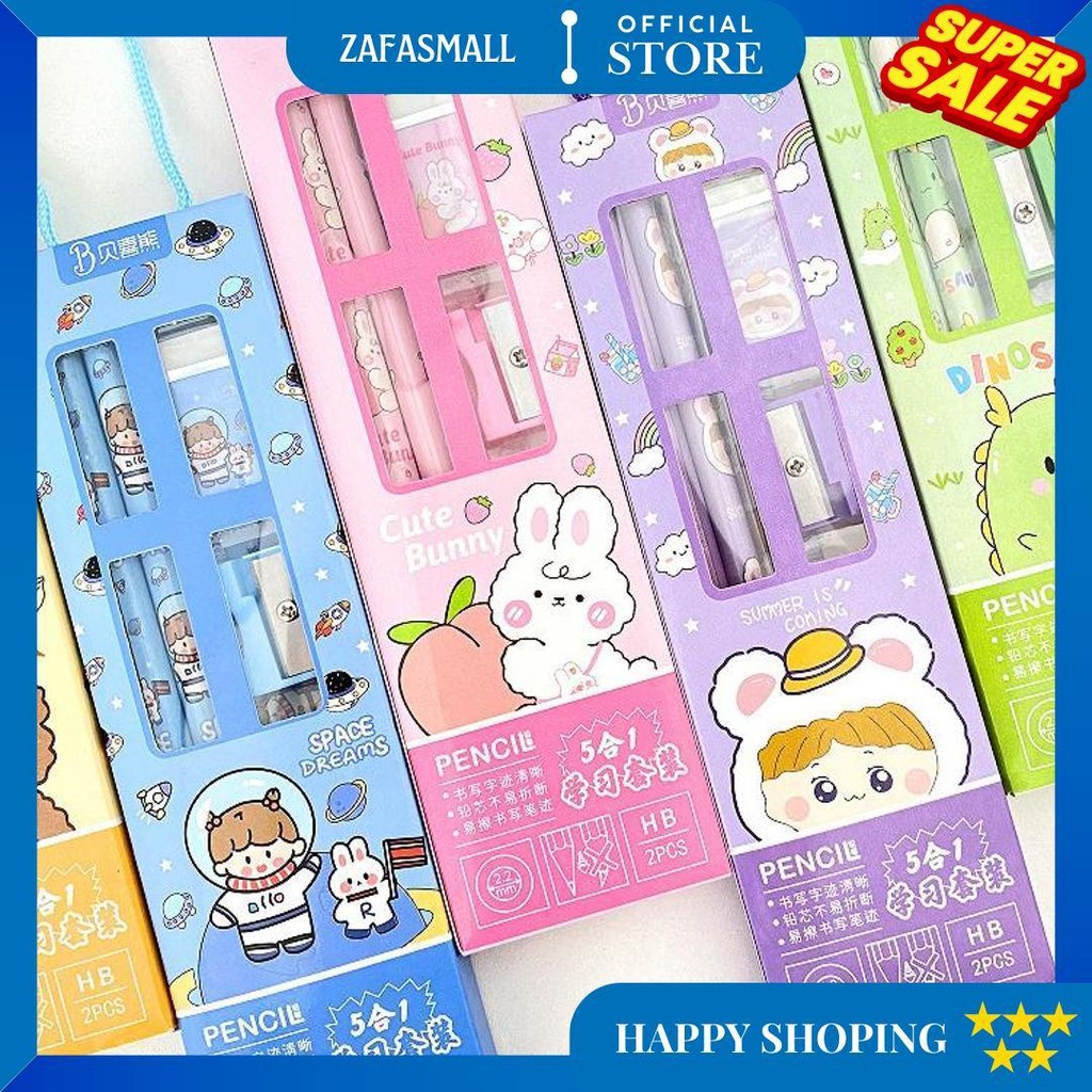 

Osm Jkt S5989 Set Alat Tulis 5 In 1 / Set Alat Tulis Kartun / Set Alat Tulis 5 In 1 Lucu / Set Alat Tulis Anak Motif Kartun D Cod