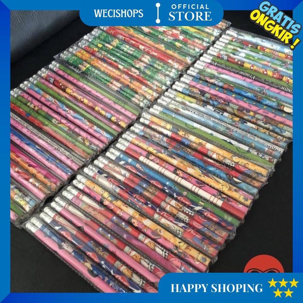 

24 Biji - Pensil Fancy Dengan Stip Eraser Pencil Murah Penghapus Fancy Grosir D Promo Puncak