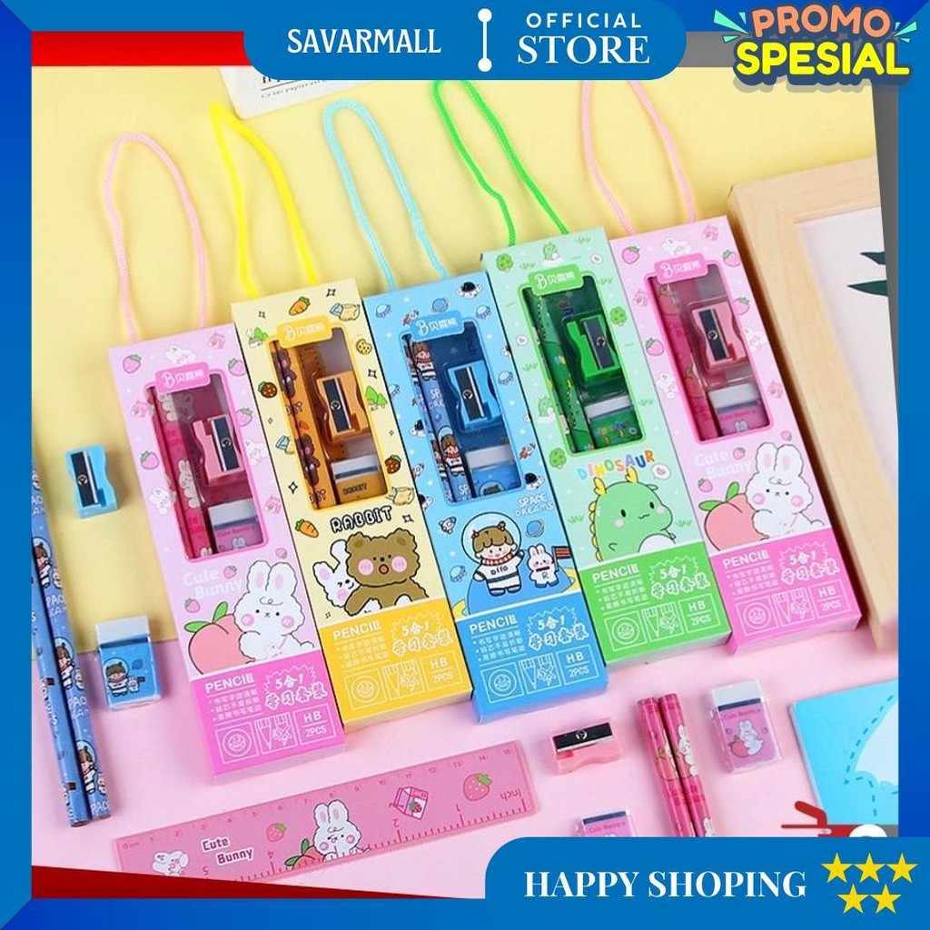 

Osm Jkt S5989 Set Alat Tulis 5 In 1 / Set Alat Tulis Kartun / Set Alat Tulis 5 In 1 Lucu / Set Alat Tulis Anak Motif Kartun D Promo Puncak