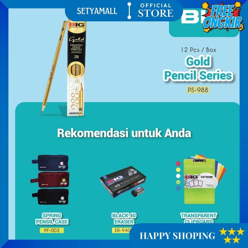 

12 Pcs Big Pensil 2B Standar Ujian Komputer Gold Lebih Elegan Graphite Pencil Extra Dark Tanpa Raut Ps-988 D Cod