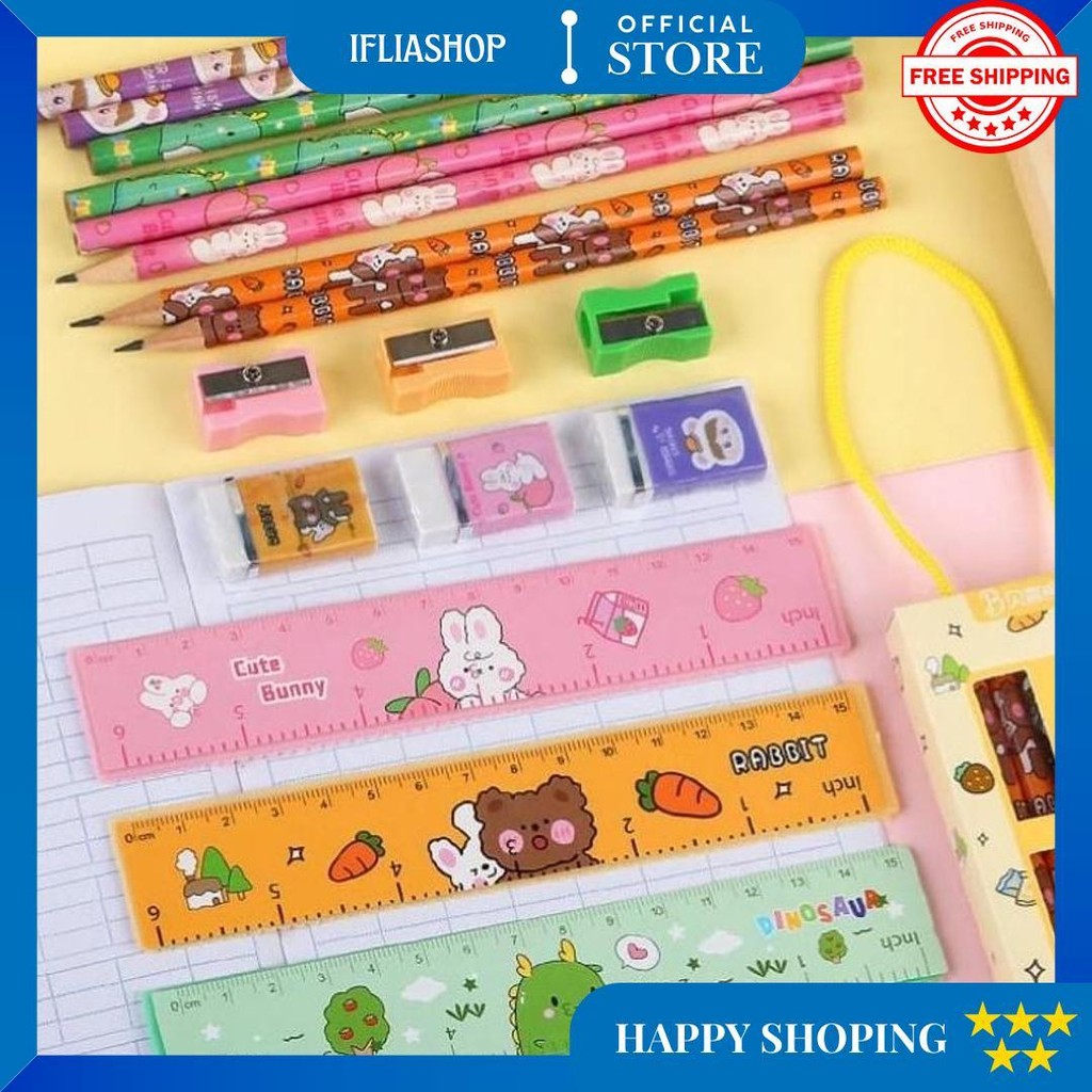 

Stationery Set Alat Tulis 5 In 1 Premium / Set Alat Tulis Tali Gantung Kartun Lucu D Termurah