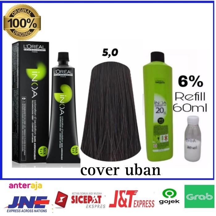 cat rambut Loreal inoa 5.0 (cover uban) + oxidant inoa 60ml