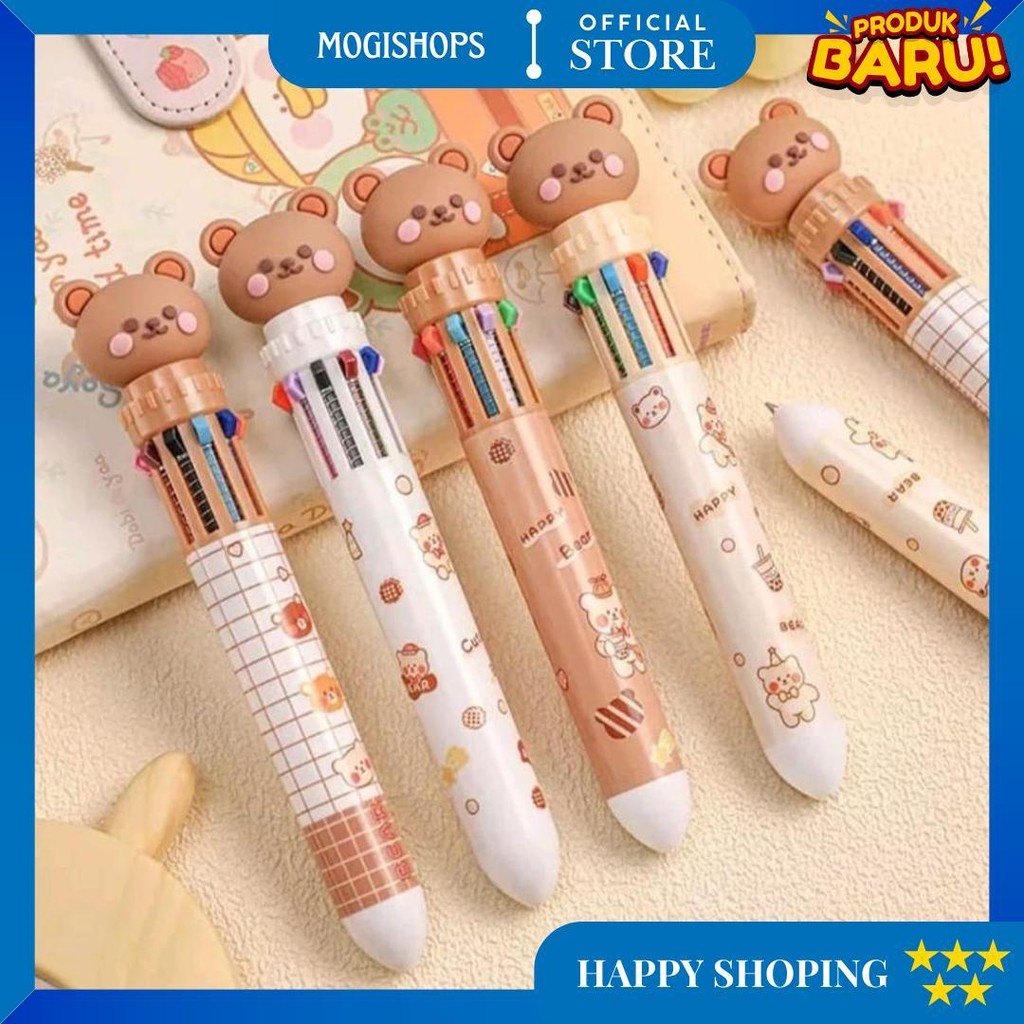 

Pulpen 10 Warna Karakter Beruang Lucu / Bolpoin 10 Warna Motif Teddy Bear D Sale