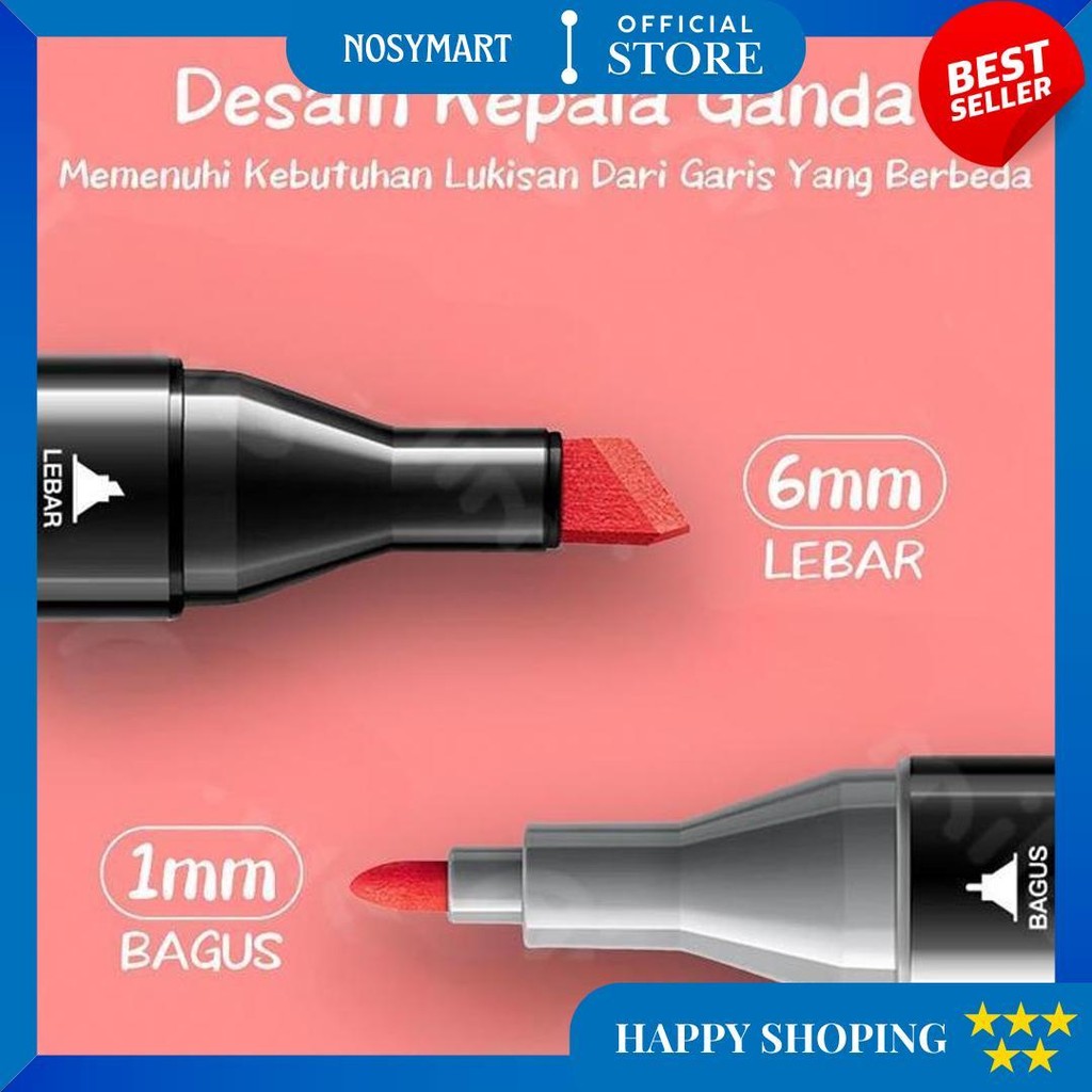 

Hoptech - Spidol Warna-Warni Sketch Marker 2 Tip Touch 48/60/80 Warna 1 Set Untuk Gambar & Sketch D Gratis Ongkir