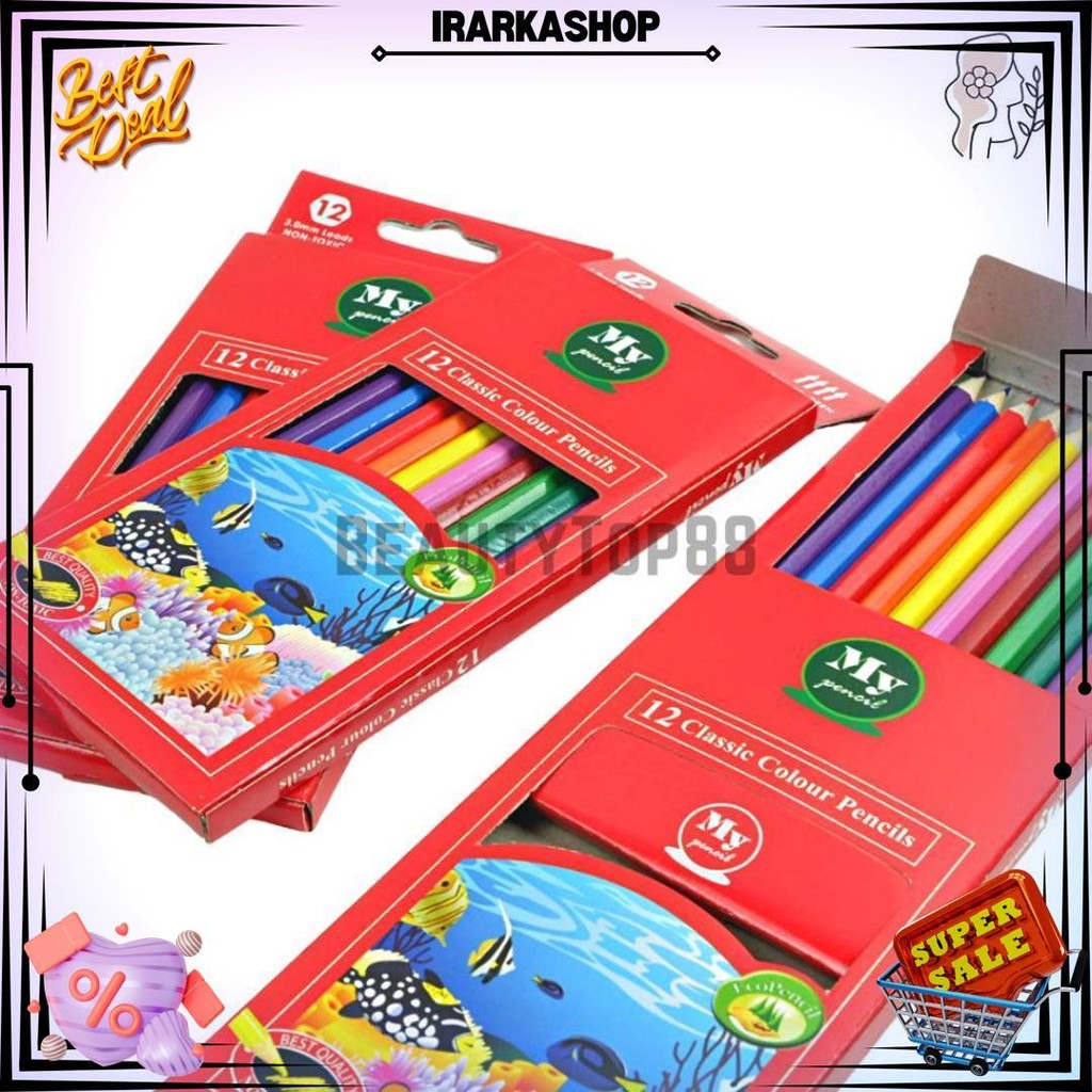 

Pensil 12 Warna Panjang My Pencil / Color Pencil Paper Box Classic / Coloring Set Anak Anak D Terlaris