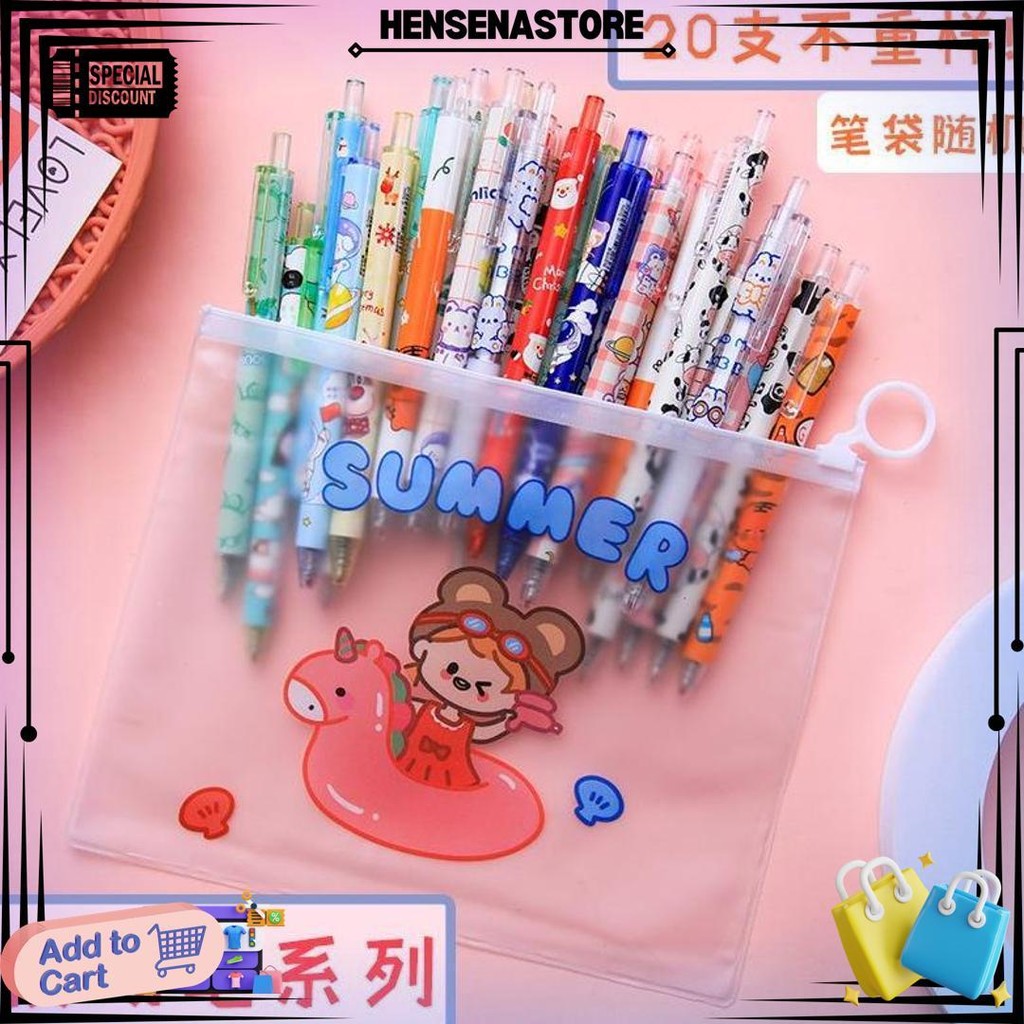 

Alat Tulis Set/Pena Set (Isi 20 Pcs) Dengan Banyak Karakter Model Tekan (Free Pouch) D Cod