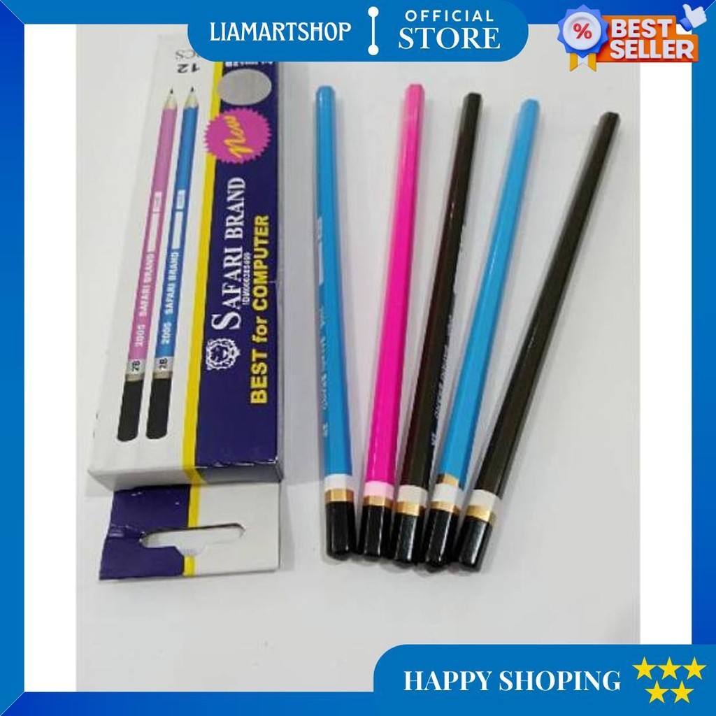 

12Pcs - Pensil Safari 2B 3 Warna D Cod