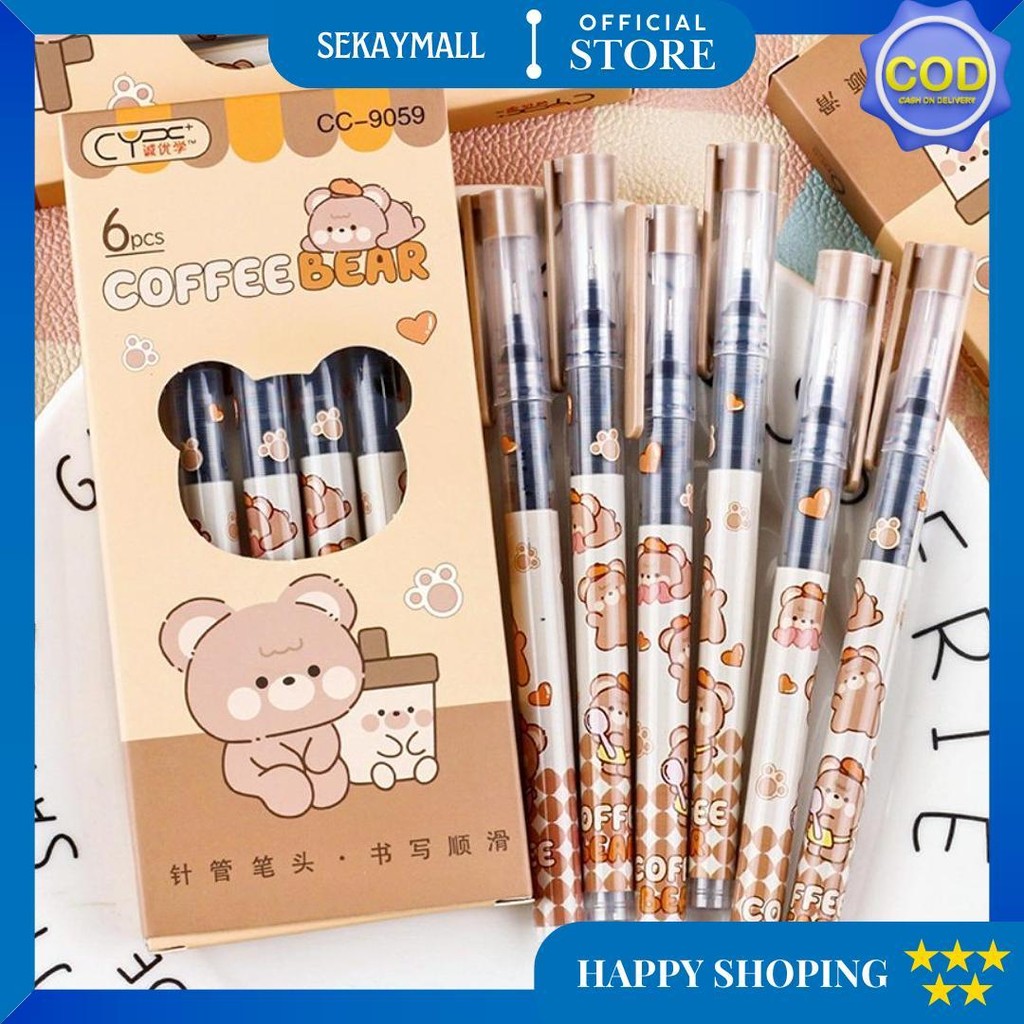 

Best! Pulpen Air 0.5 Mm Isi 6 Pcs Karakter Beruang Cokelat Tema Kopi Latte Brown Kawaii Cute D Terlaris