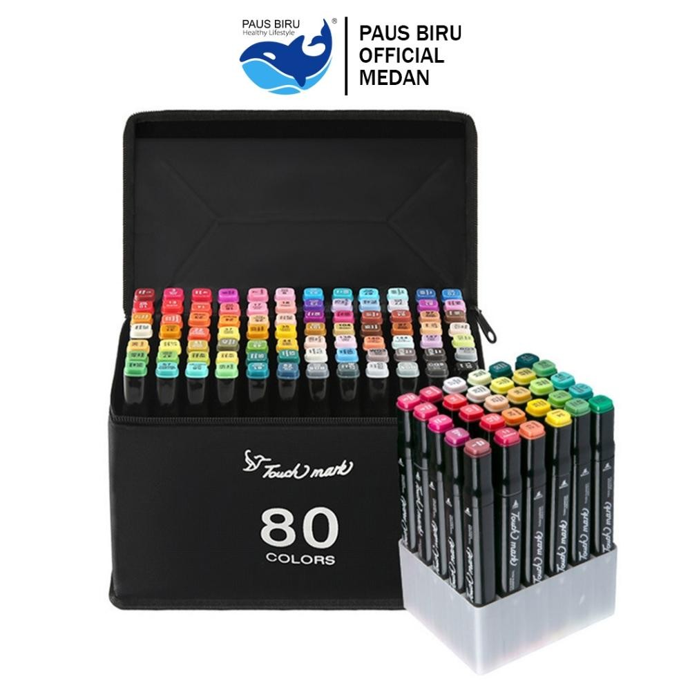 

BISA COD Paus Biru - Medan Aimilo Spidol Warna Warni 1 Set Sketch Marker 2 Tip Touch Marker 48/60/80 Warna ter-46