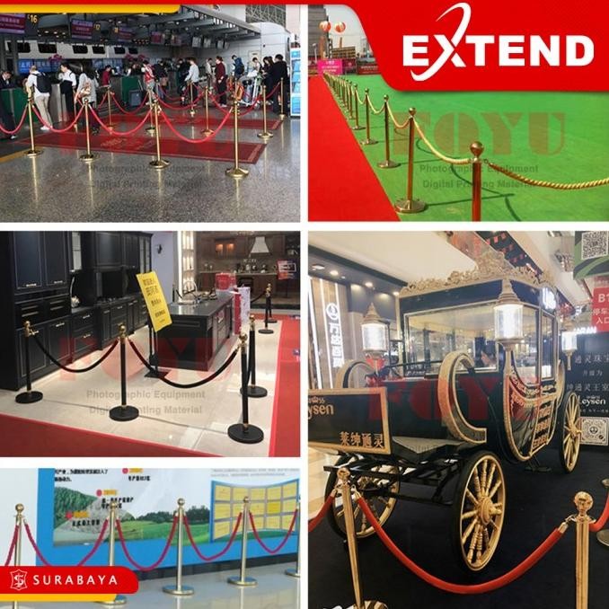 

Tiang Pembatas Antrian Antrean Vip Emas Gold Pole Tali Velvet Twist New Stok