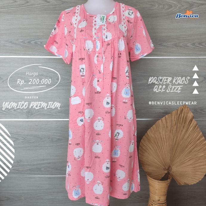 BAJU TIDUR DASTER KANCING KAOS PREMIUM YUMICO - 001 ALL SIZE