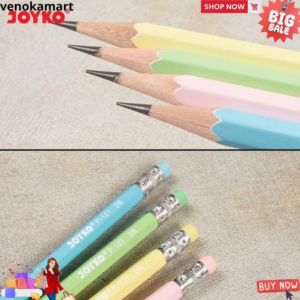 

Pensil Joyko P-121 2B 1 Box Isi 12 Pcs Warna Pastel Plus Penghapus - Lusinan- Shsnp D Termurah
