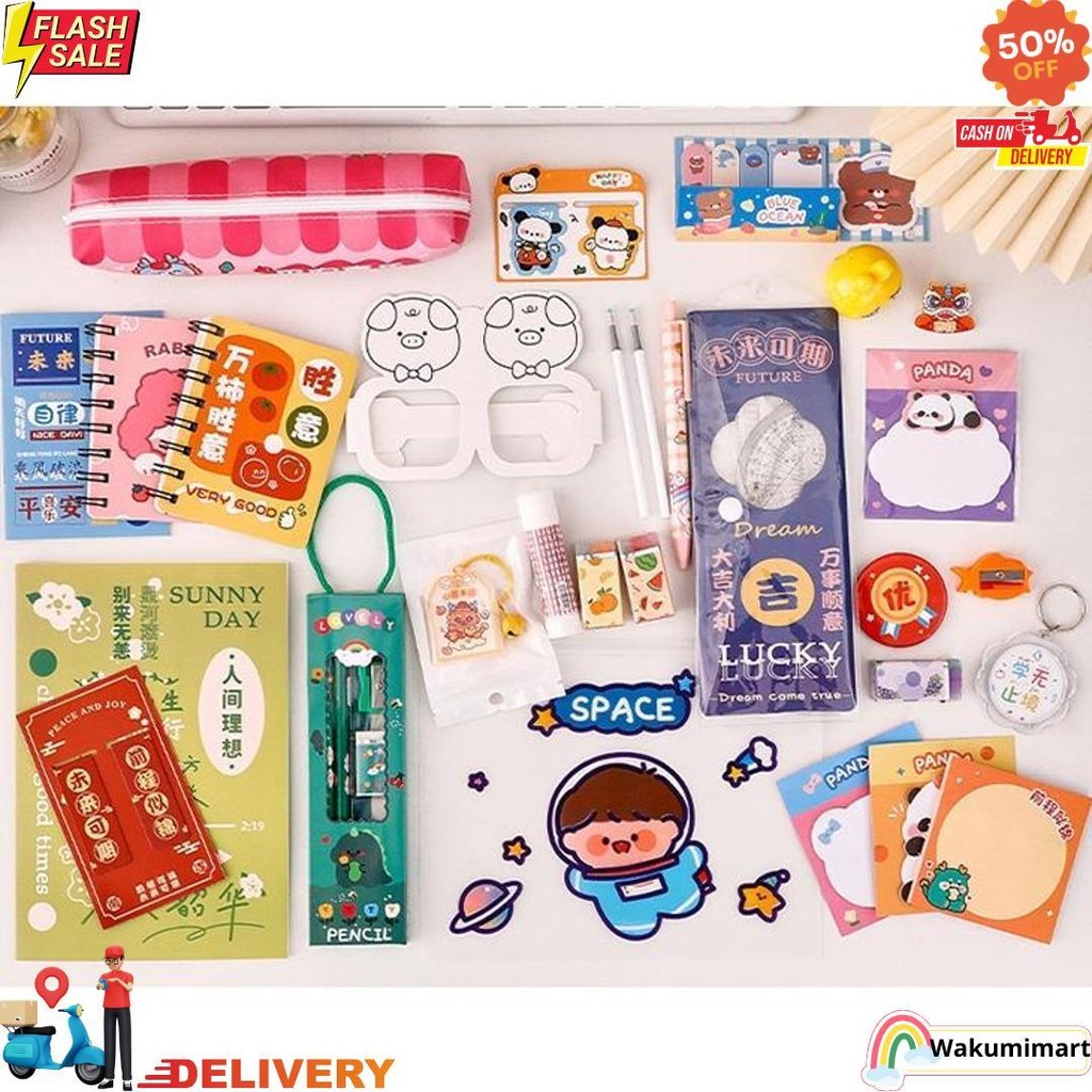 

Paket Alat Tulis Pulpen Stiker Memo Tempel Penghapus Pensil Buku Penggaris Rautan Stationery Set D Termurah