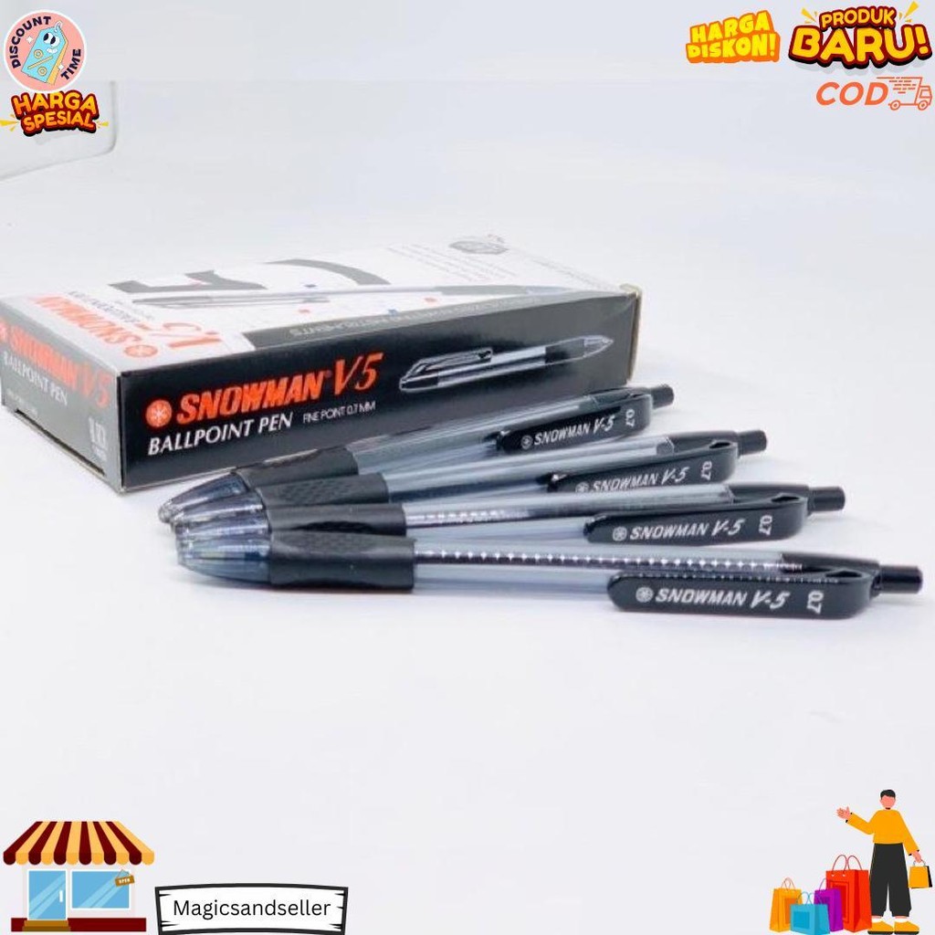 

(1Pack) Pulpen Snowman V5 0.7Mm Ballpoint Pen D Promo Puncak
