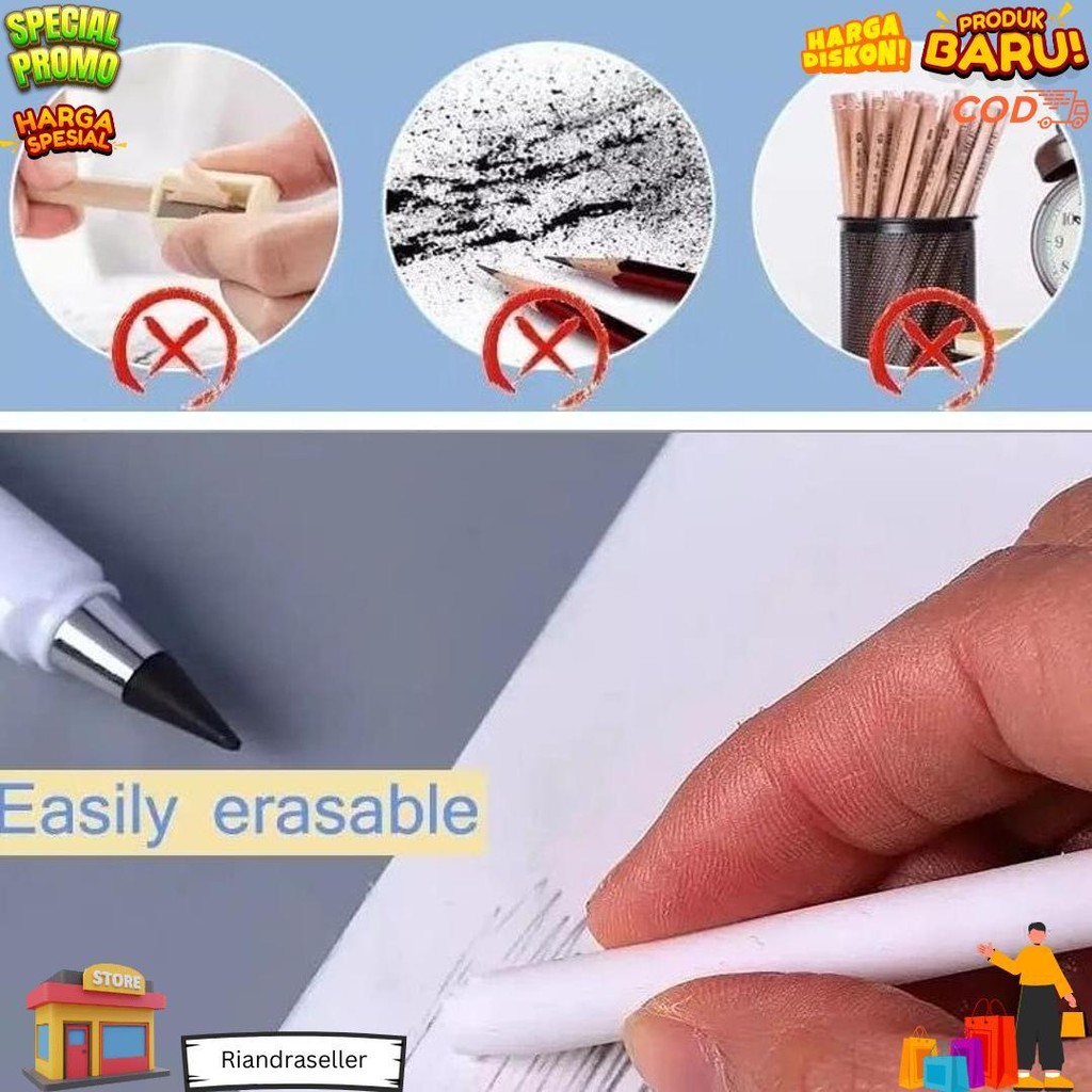 

Cn - Pensil Abadi Premium + Penghapus / Pensil Eternal+ Eraser Tanpa Batas / Pensil Tidak Bisa Habis D Best Seller