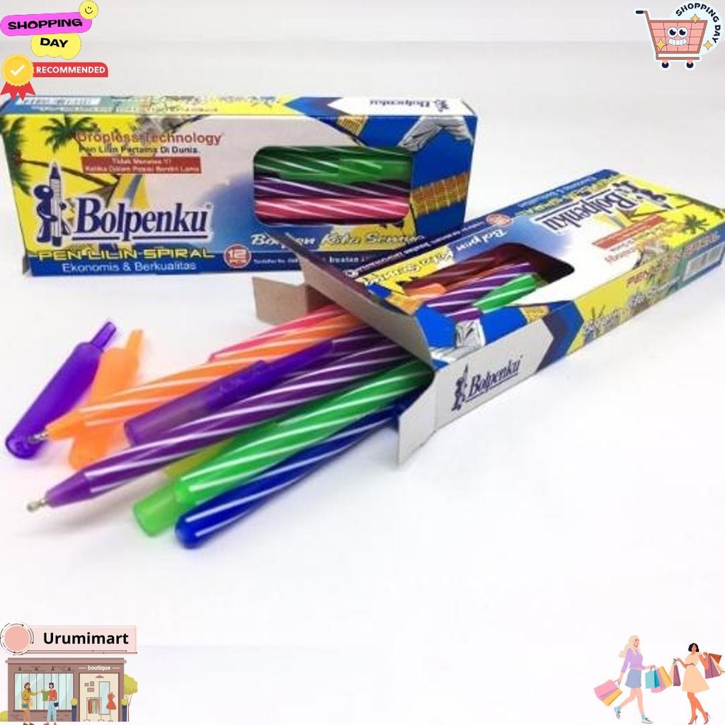 

(1Pak) Kingsman - Promo 12 Pcs Pulpen Bolpen Rainbow Ulir - Tinta Hitam Nevada Bolpenku Gm Spin D Termurah
