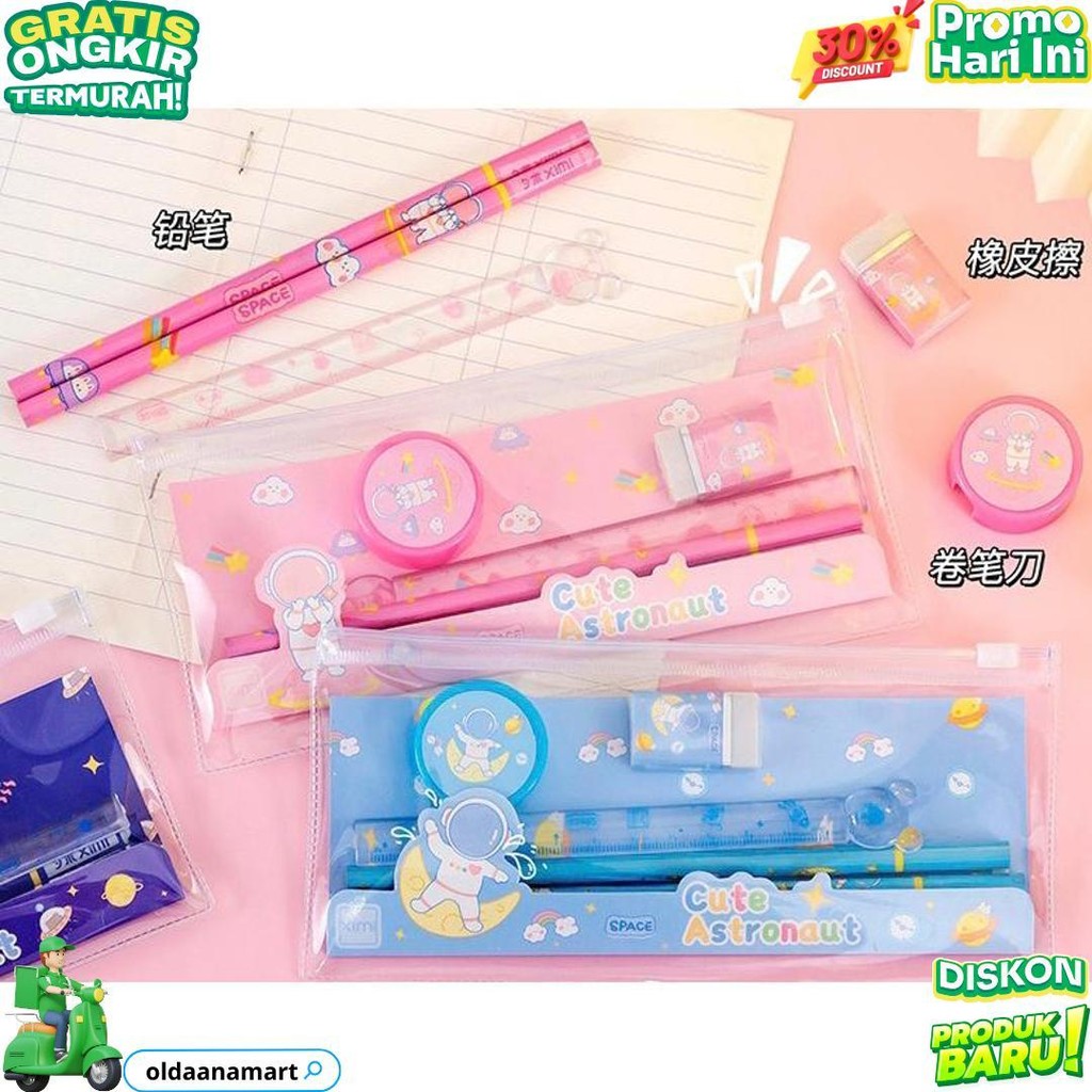 

G014 | Alat Tulis Lengkap Edisi Astronot | Gift Set | 6 In 1 D Cod
