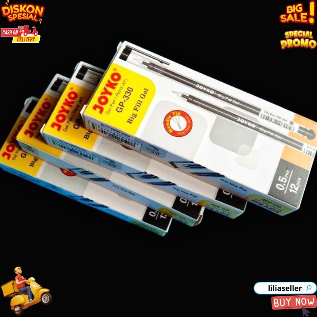 

Pulpen Gel Joyko Gp-330 / Pena Gel Hitam Bolpoint 1 Lusin Big Fill Gel 12 Pcs Murah D Promo Puncak