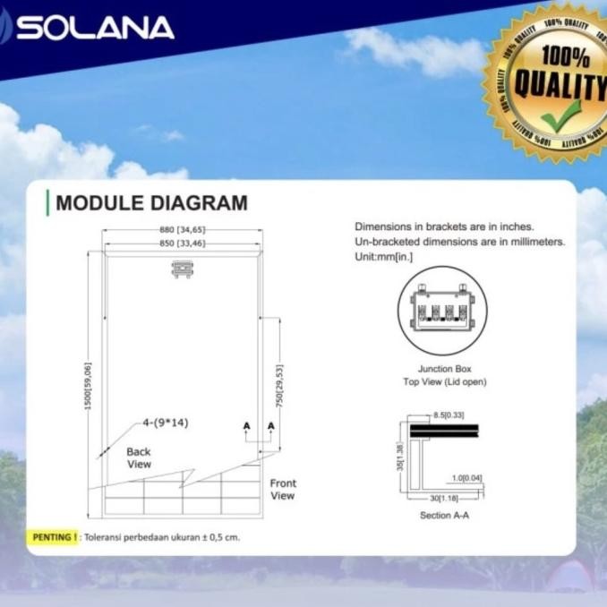 Grosir Solana Solar Panel Mono 250Wp Pv Modul Solar Cell 250 Wp Mono Silver
