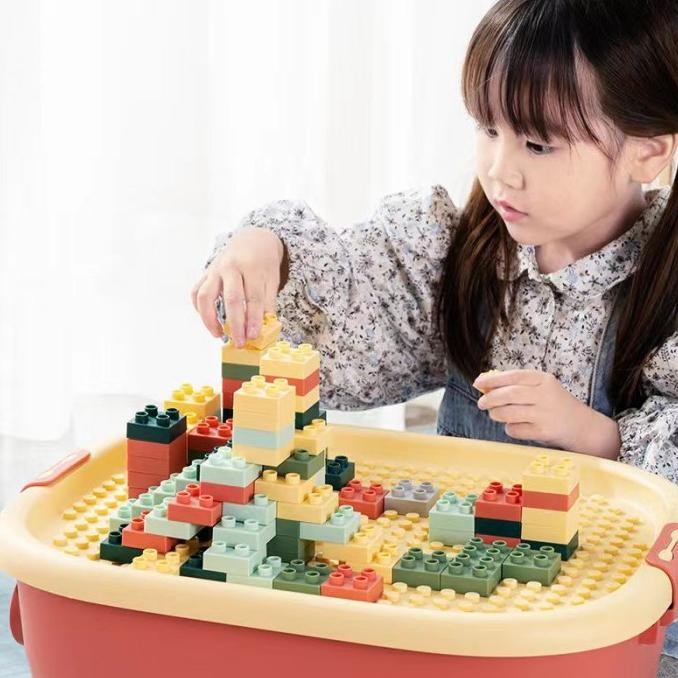 Murah Kotak + Papan Mainan BLOCK / LEGO Anak - Kontainer Box Mainan Anak Non COD