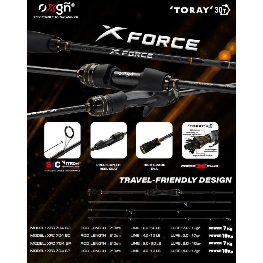 Joran Pancing Oxgn X Force Travel Rod Ul 704 2-6Lb | 4-10Lb | Joran Travel Rod Spinning Bait Casting