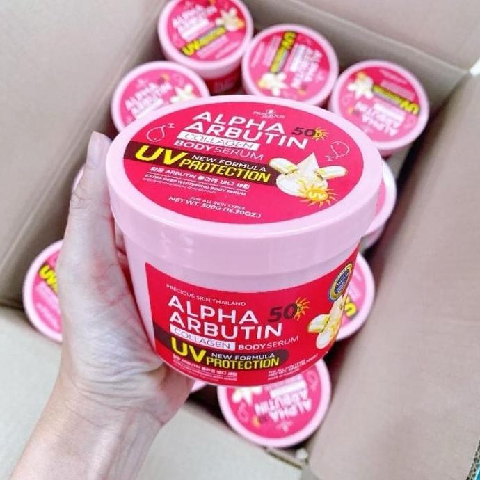 Precious Skin Thailand Alpha Arbutin 3+++ 2 In 1 Whitening Uv Serum Body Booster Set Lotion + Serum 