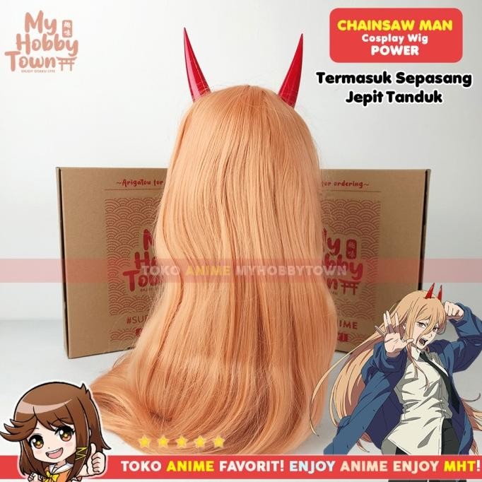 Grosir Wig Cosplay Anime Chainsaw Man : Power Rambut Palsu