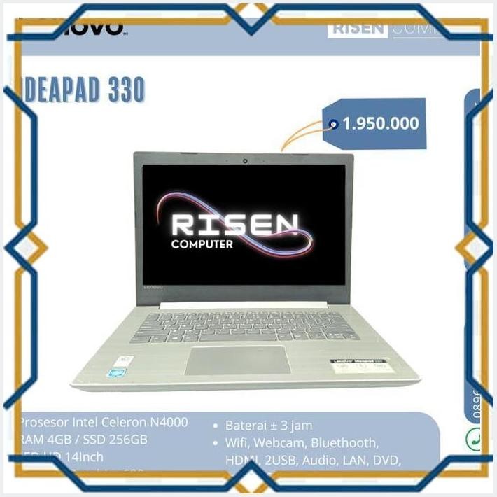 [SLS] SECOND LAPTOP LENOVO IDEAPAD 330 SERIES INTEL CELERON N4000 RAM 8GB SSD 256GB NOTEBOOK 14INCH 
