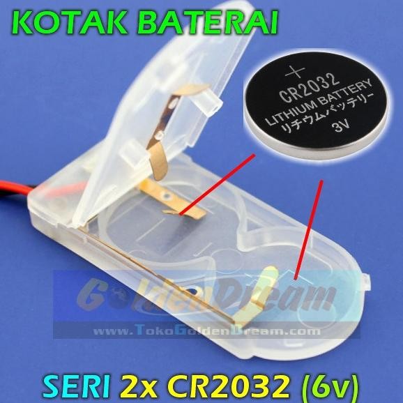 2x CR2032 Transparan Battery Holder Kotak Baterai Koin Coin + Saklar