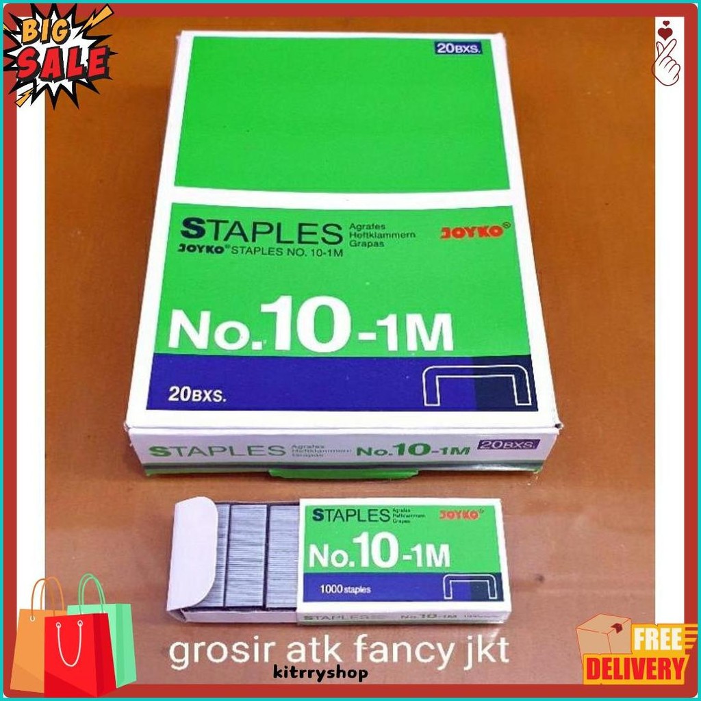 

( 1 Dus = 20 Pak Kecil ) 10-1M Staples Steples Isi Stapler Stepler Neces Joyko No. 10 - 1M Kecil Terlengkap Dan Termurah