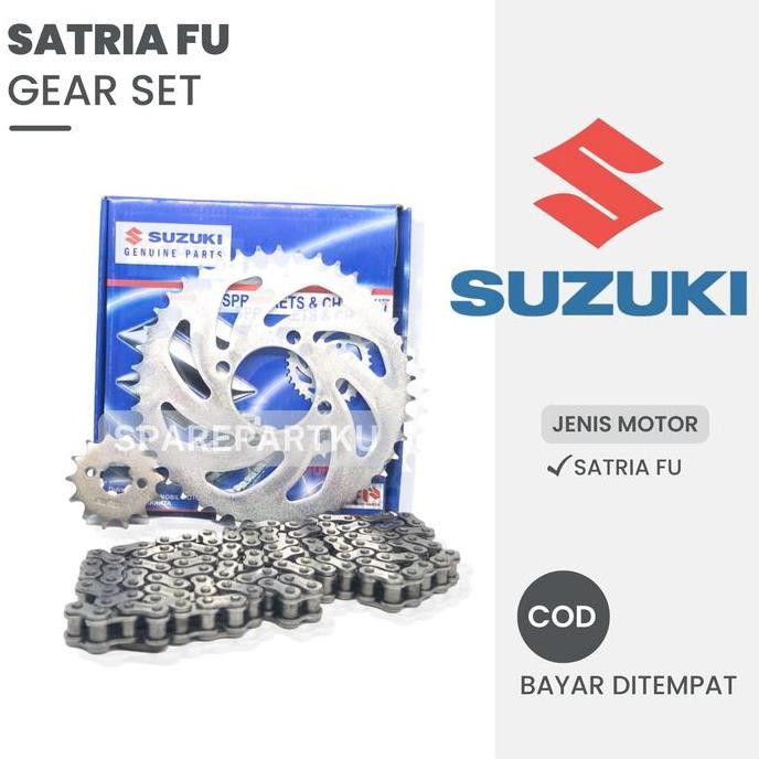 ready  GEAR SET SUZUKI / SATRIA FU / GEAR / GIR / GER / GEARSET /1 SET PAKET GIR DEPAN DAN BELAKANG 