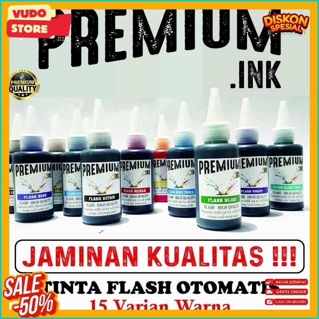 

Tinta Stempel Flash Otomatis 15 Varian Warna Kualitas Premium - Flash Ink Premium - Tinta Flash Refill Isi 100 Ml Flash Sale! Diskon Hingga 70%