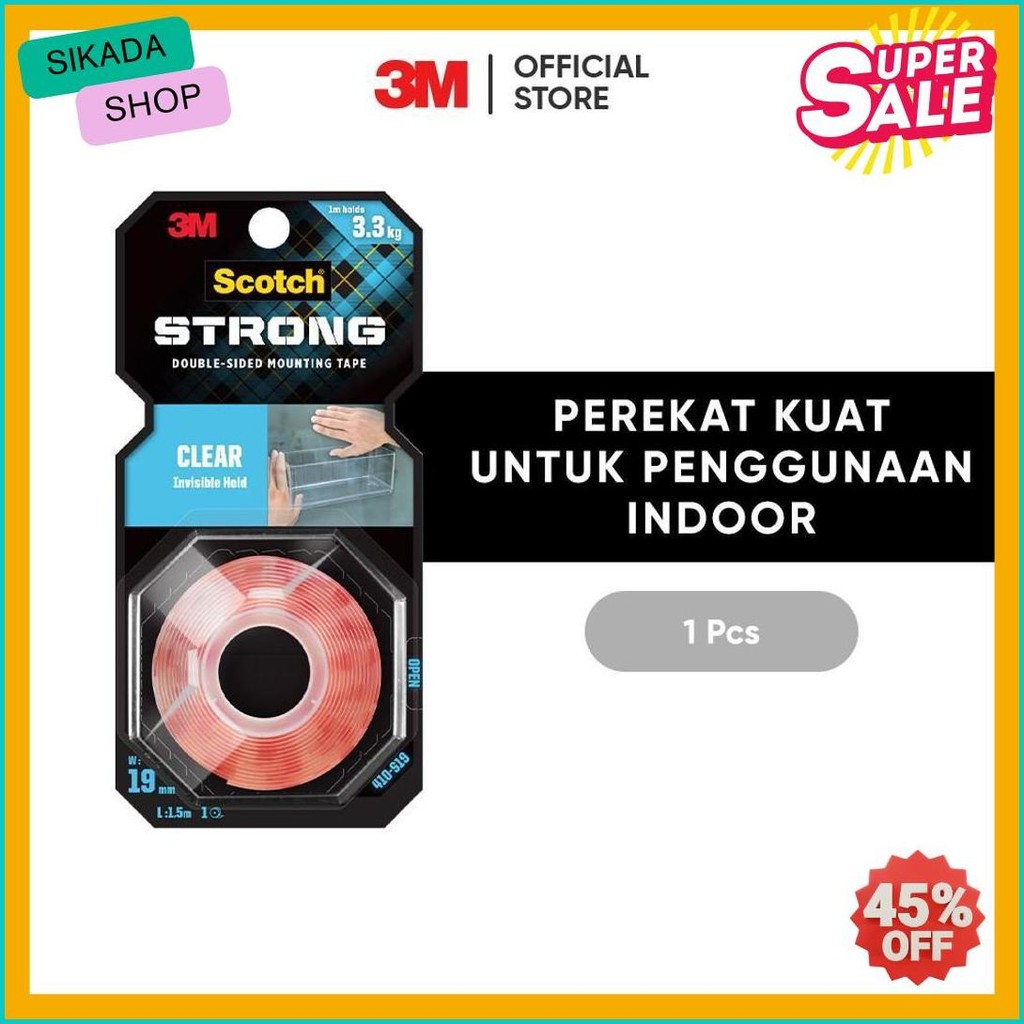 

3M Scotch Double Sided-Mounting Tape, Menahan Hingga 3.3Kg, 1 Pc, Transparan, Untuk Pengunaan Dalam Ruangan Terlaris! Produk Ini Banyak Dicari
