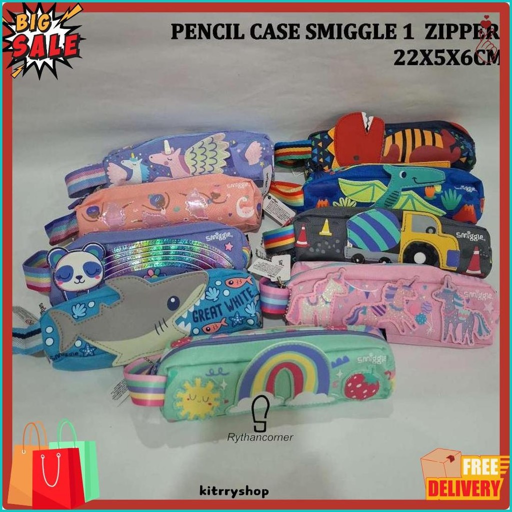 

Pencil Case Kotak Pensil Smiggle 1 Zipper Karakter Diskon Setengah Harga