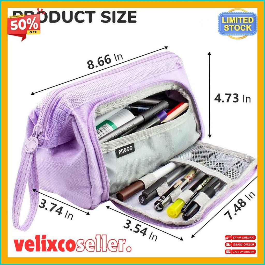 

[Cod] Angoo Super Large Capacity Pencil Case Kawaii Korean Pencil Cases Aesthetic Stationery Office Desk Storage Bag For Girls School Supplies Terlengkap Dan Termurah