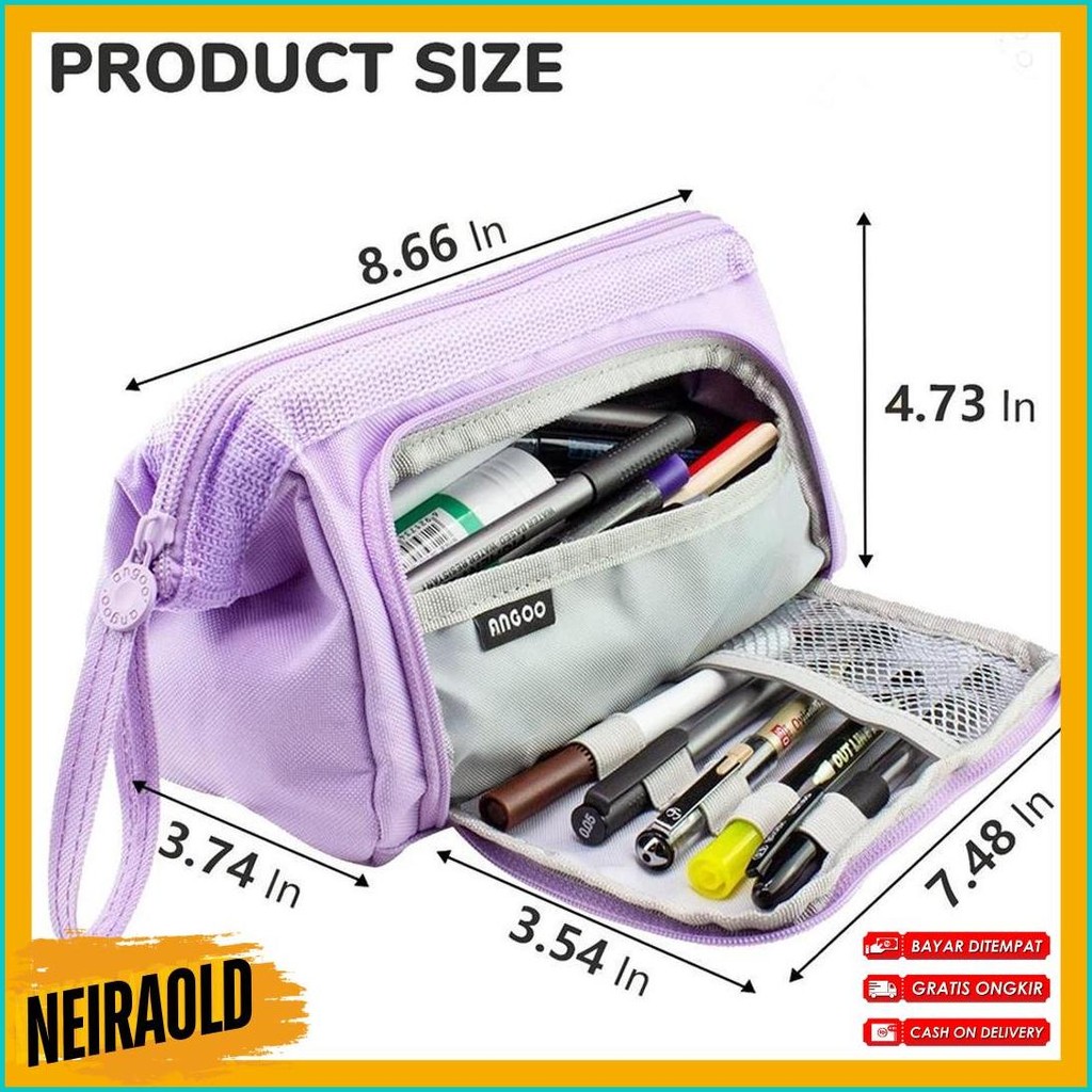 

[Cod] Angoo Super Large Capacity Pencil Case Kawaii Korean Pencil Cases Aesthetic Stationery Office Desk Storage Bag For Girls School Supplies Flash Sale! Diskon Hingga 70%