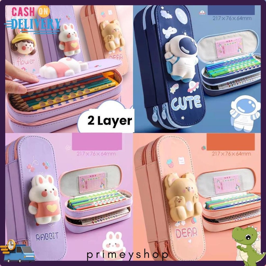 

Kotak Pensil 3D Squishy Tempat Pensil Hardcase Waterproof Pencil Case Anak Lucu 2 Tingkat 2 Lapis Diskon