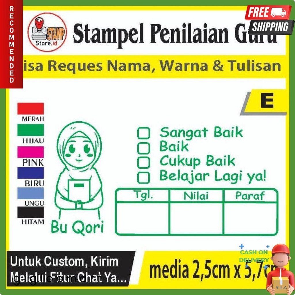 

Stempel Penilaian/Ganti Nama, Gambar Dan Warna/Cap Guru/Stampelbuguru Diskon Setengah Harga
