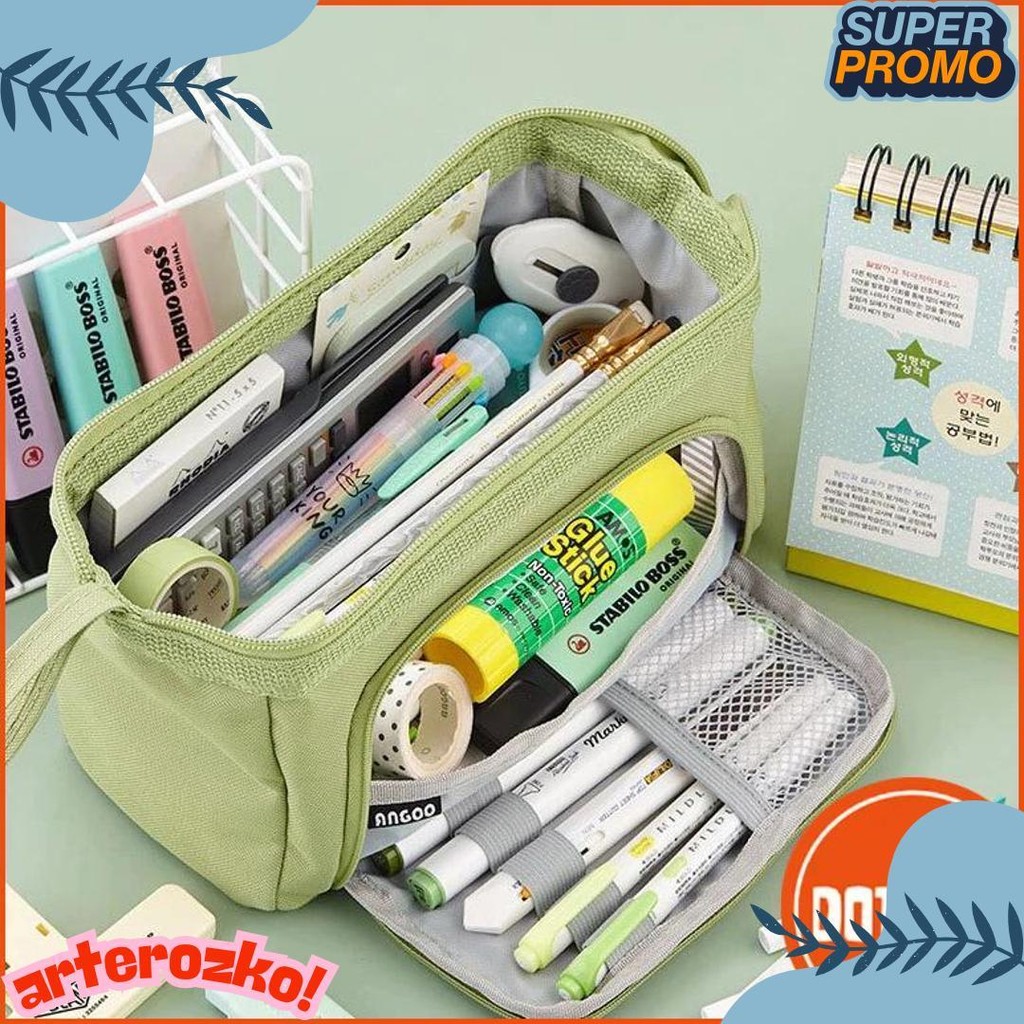 

[Cod] Angoo Super Large Capacity Pencil Case Kawaii Korean Pencil Cases Aesthetic Stationery Office Desk Storage Bag For Girls School Supplies Terlaris! Produk Ini Banyak Dicari