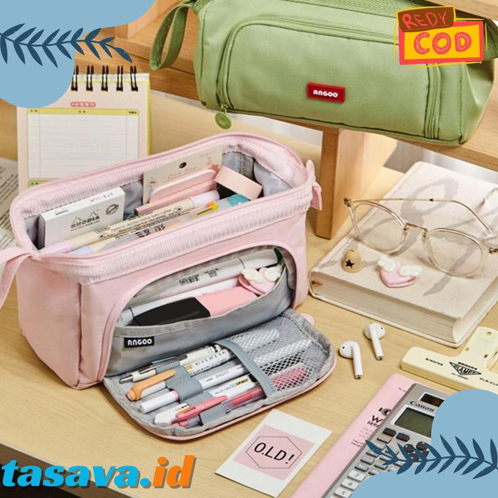 

[Cod] Angoo Super Large Capacity Pencil Case Kawaii Korean Pencil Cases Aesthetic Stationery Office Desk Storage Bag For Girls School Supplies Terlaris! Produk Ini Banyak Dicari