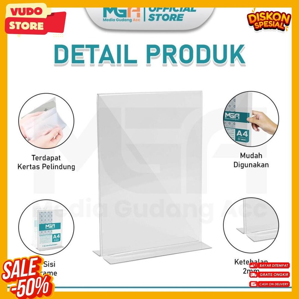 

Tempat Brosur A4 2Mm Portrait 2 Sisi / Tent Holder / Tent Card Stand Akrilik Terlengkap Dan Termurah
