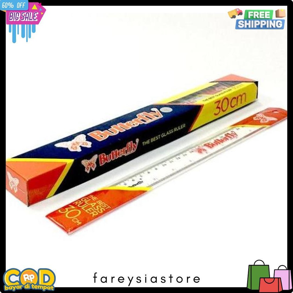 

Penggaris Butterfly 30Cm / Mistar Plastik Butterfly (12Pcs) Diskon