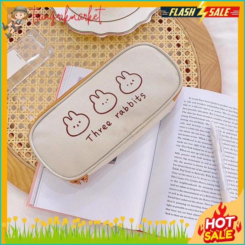

[Miloli] Kotak Pensil Bear Cartoon Kanvas Minimalis Aesthetic Korean Style Stationery - F0204 Diskon Setengah Harga